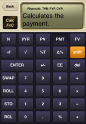 One way that CalcFxC takes advantage of the modern iOS features is that it displays a hint for keys when you press and hold the key.